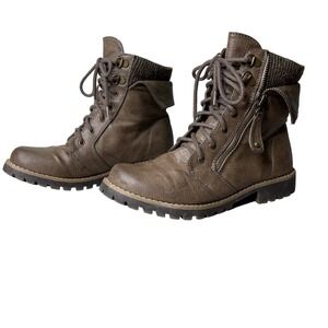 Cliffs by White Mountain Boots Sweater Ankle Cuff Lace Up Brown 6.5 Granola Camp